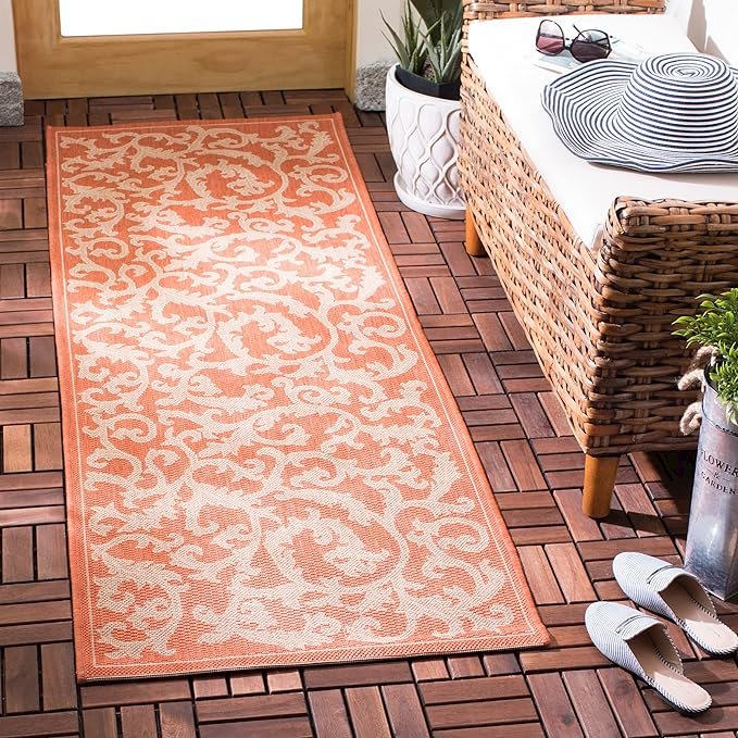 COURTYARD, TERRACOTTA / NATURAL, 4' X 5'-7", Area Rug, CY2653-3202-4. Picture 1