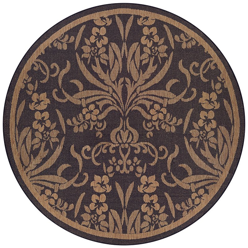 Garden Cottage Area Rug, Black/Cocoa ,Round, 7'6" x 7'6". Picture 1