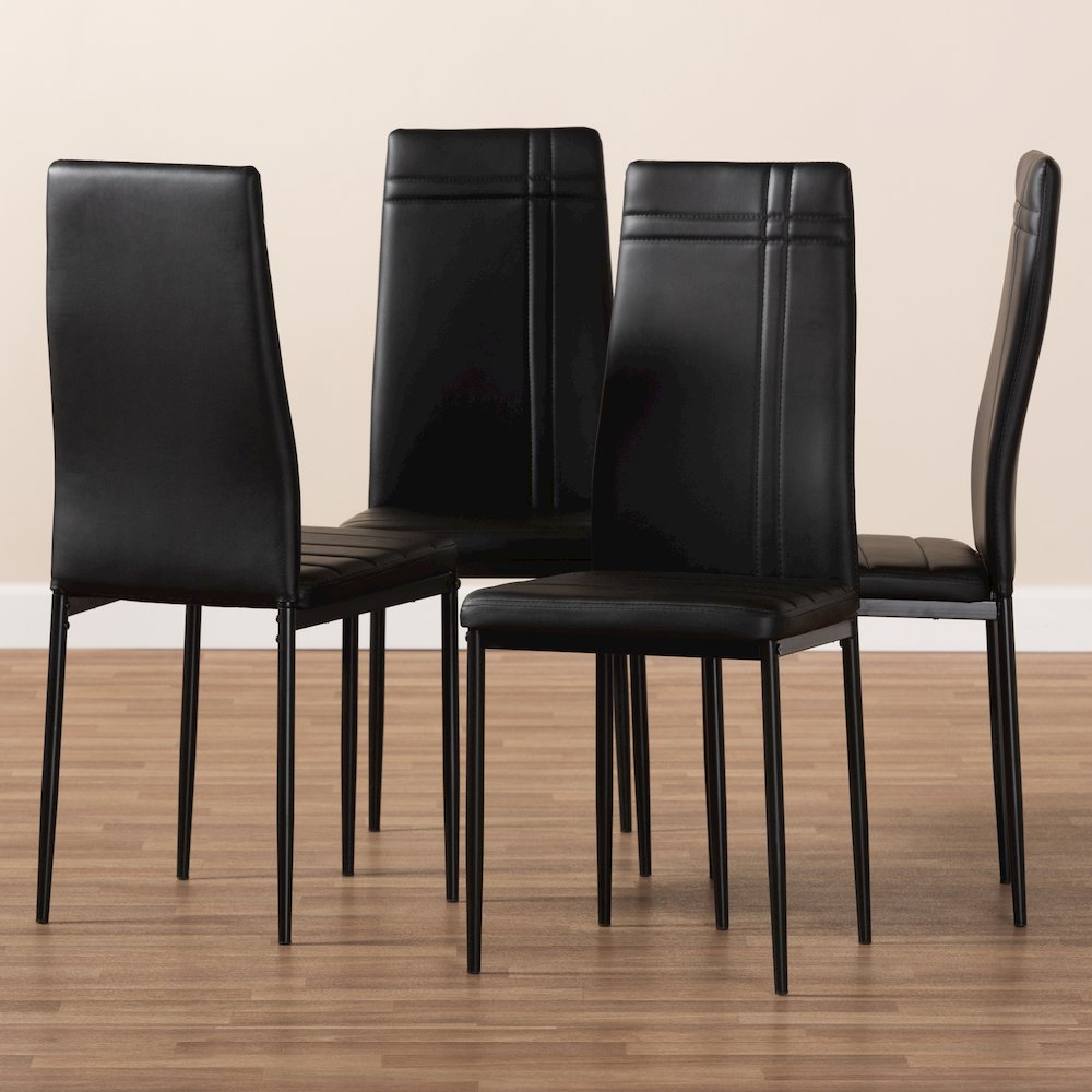 Matiese Modern and Contemporary Black Faux Leather Upholstered Dining Chair (Set of 4). Picture 4