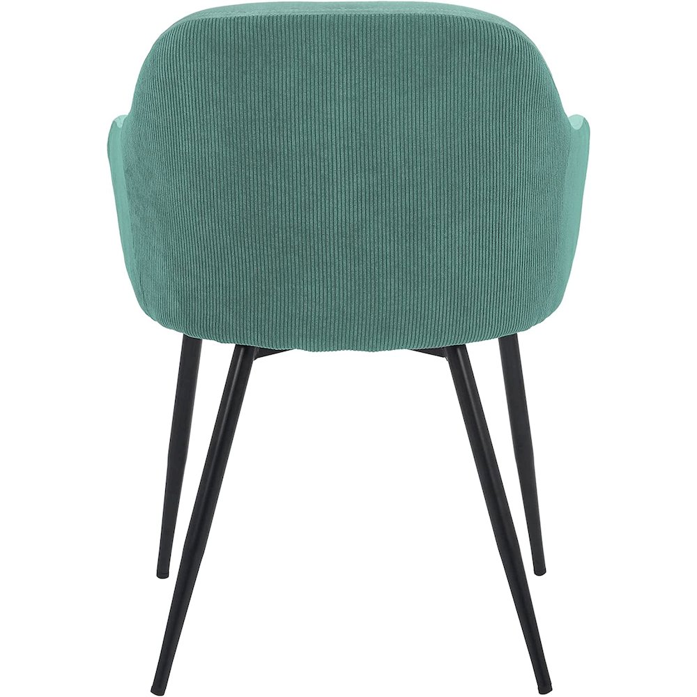 Pixie Two Tone Teal Fabric Dining Room Chair with Black Metal Legs. Picture 6