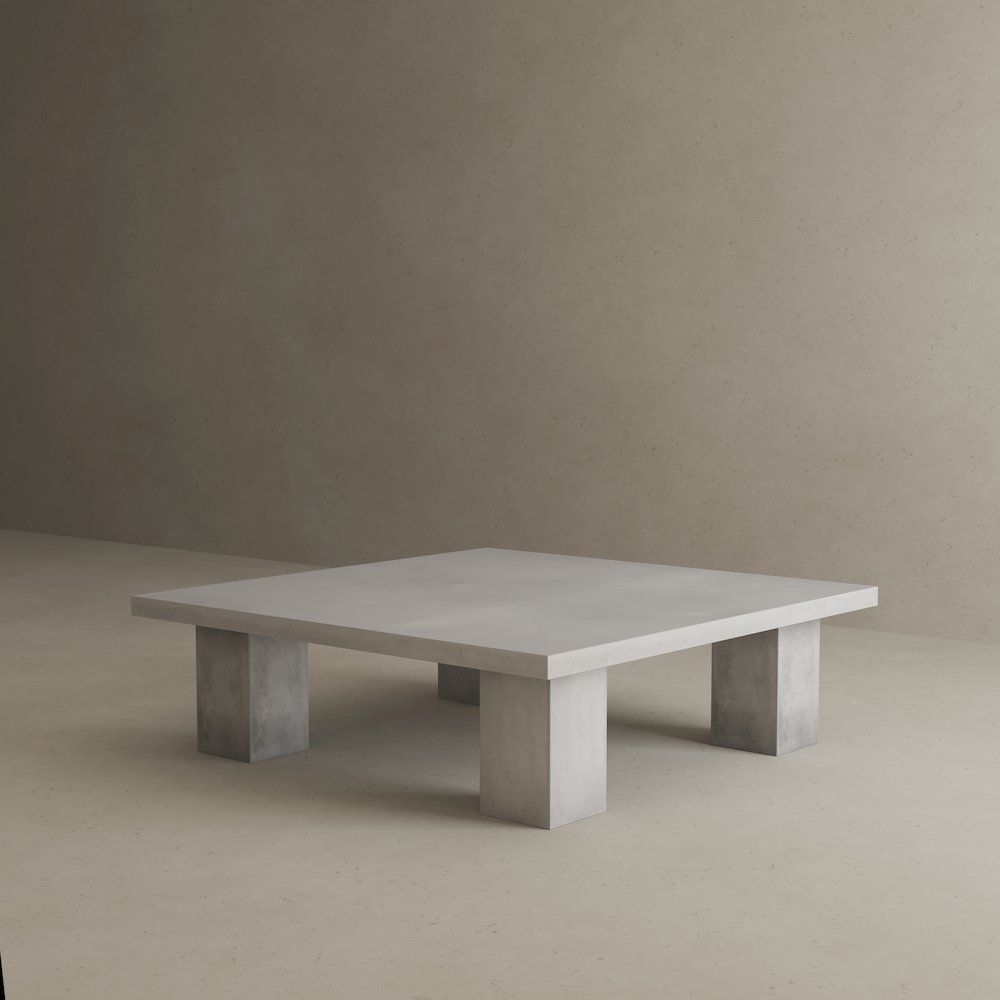 Ella Square Coffee Table Large In Ivory Concrete. Picture 5