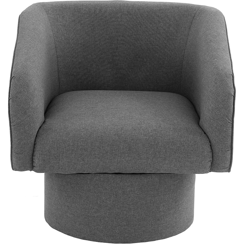 Poundex Round Base Swivel Faux Leather Accent Chair in Blue Grey. Picture 5