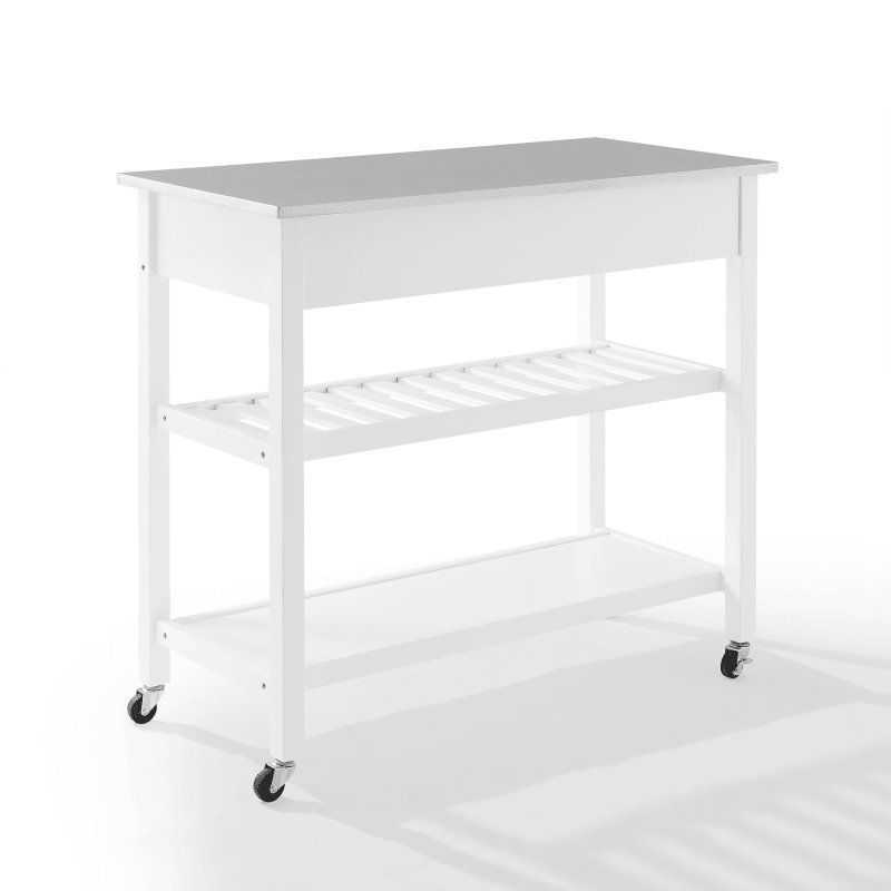 Chloe Stainless Steel Top Kitchen Island/Cart White/Stainless Steel. Picture 2