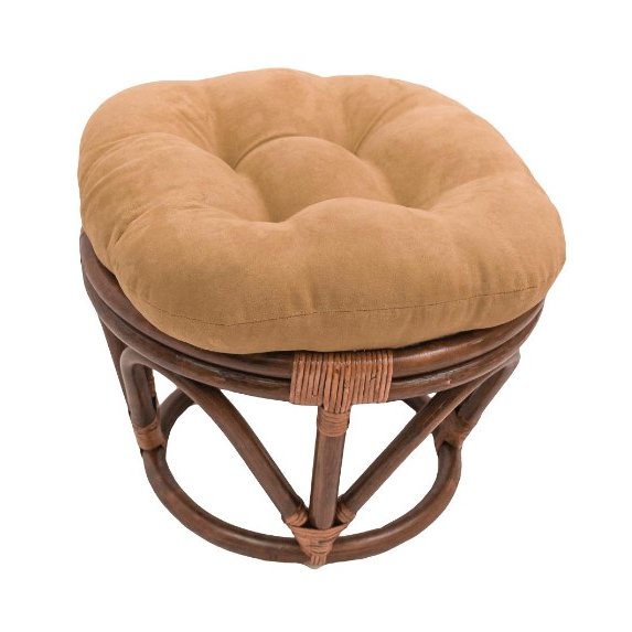 Rattan Ottoman with Micro Suede Cushion. Picture 1