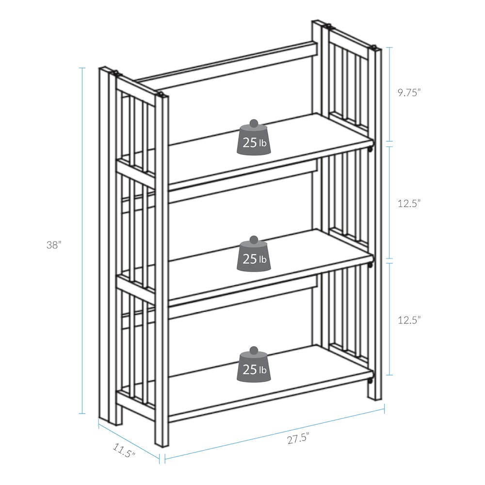 3-Shelf Folding Stackable Bookcase 27.5" Wide-Espresso. Picture 10