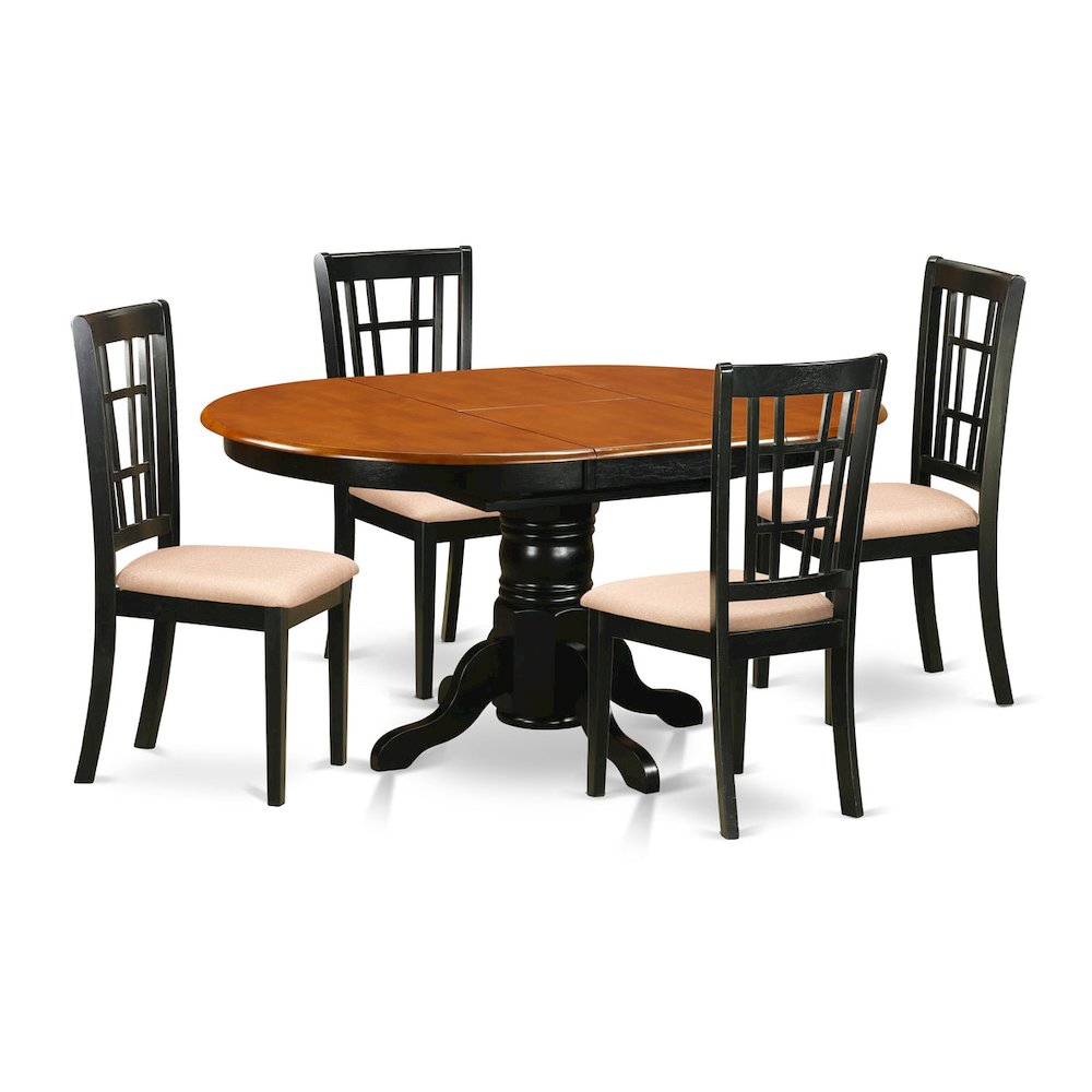 KENI5-BCH-C 5 PC Kitchen Table set-Dining Table with 4 Wood Kitchen Chairs. Picture 1