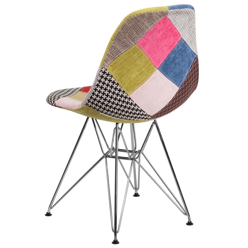 Elon Series Milan Patchwork Fabric Chair with Chrome Base. Picture 3