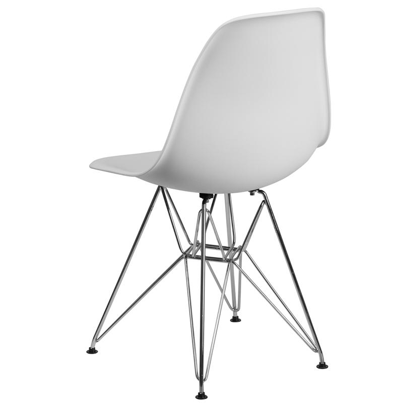 Elon Series White Plastic Chair with Chrome Base. Picture 3