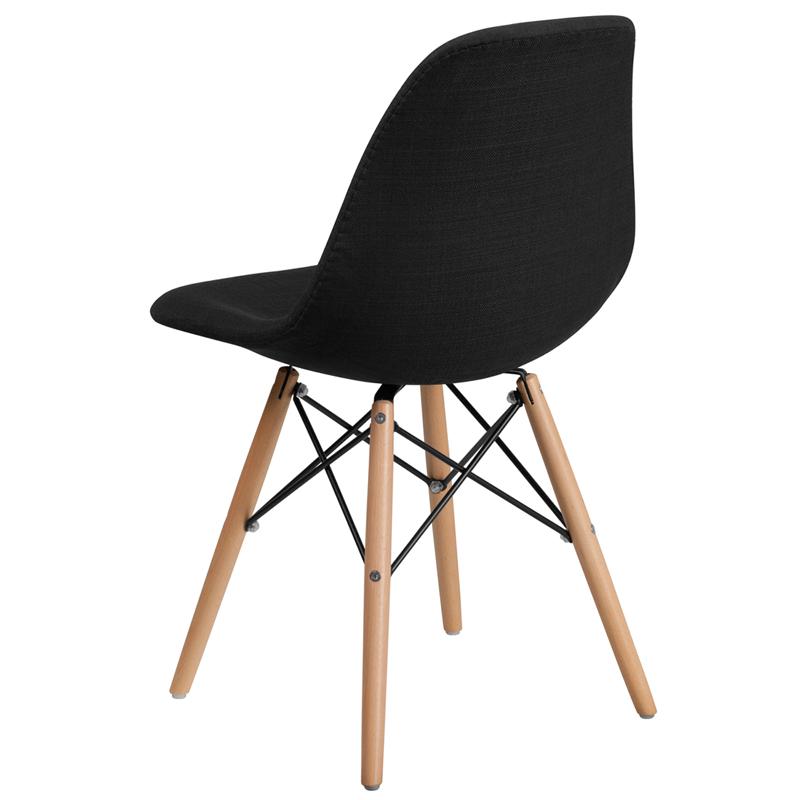 Elon Series Genoa Black Fabric Chair with Wooden Legs. Picture 3