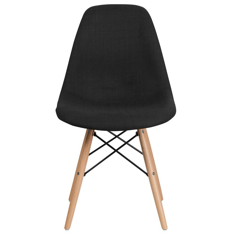 Elon Series Genoa Black Fabric Chair with Wooden Legs. Picture 4