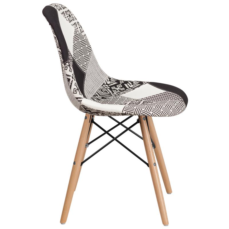 Elon Series Turin Patchwork Fabric Chair with Wooden Legs. Picture 2