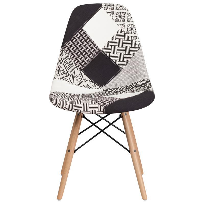 Elon Series Turin Patchwork Fabric Chair with Wooden Legs. Picture 4