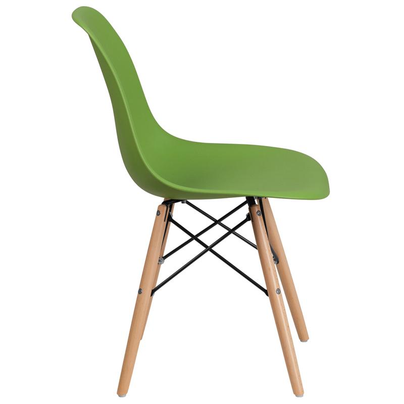 Elon Series Green Plastic Chair with Wooden Legs. Picture 2