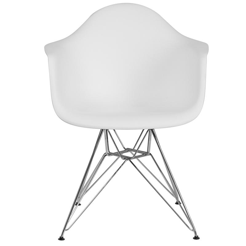 White Plastic Chair with Chrome Base. Picture 4