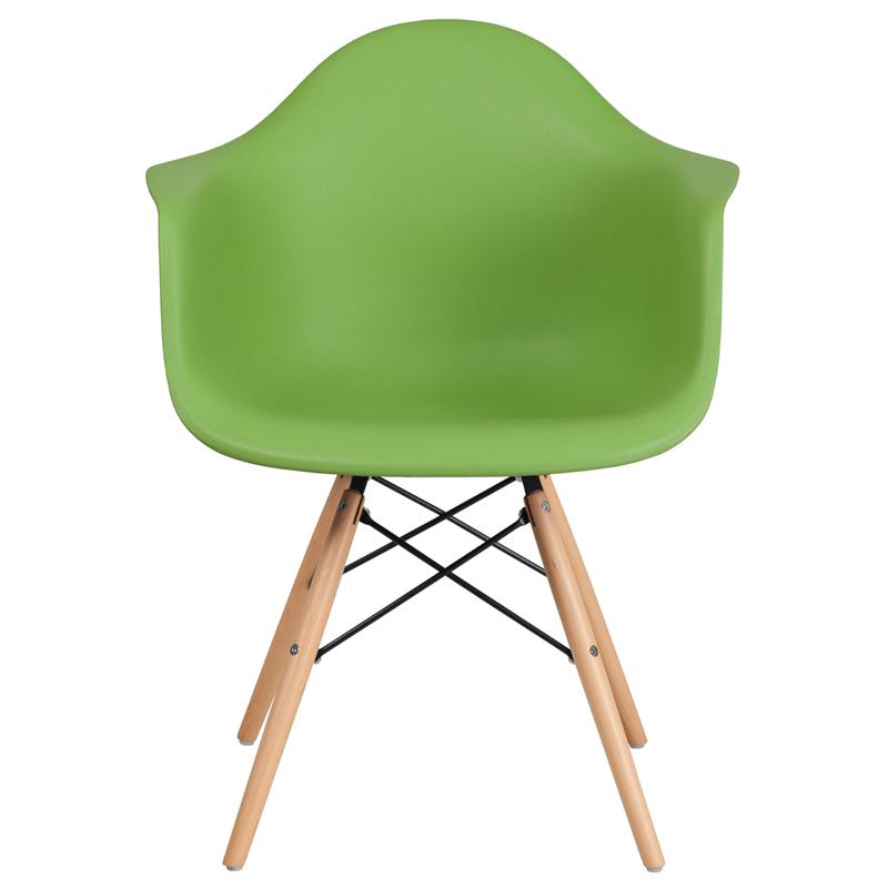 Alonza Series Green Plastic Chair with Wooden Legs. Picture 4