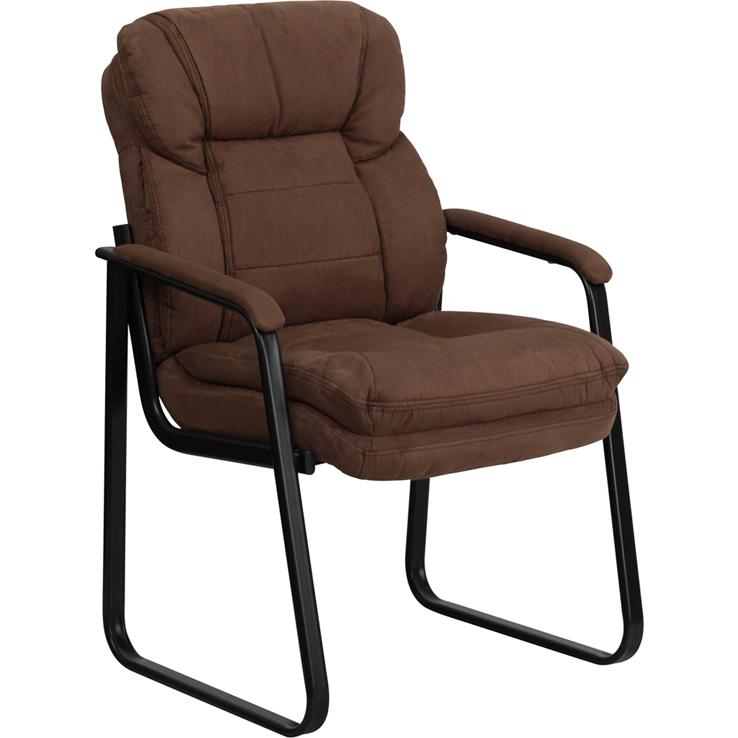 Brown Microfiber Executive Side Reception Chair. Picture 1