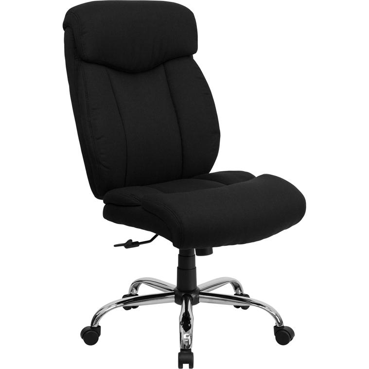 Big & Tall 400 lb. Rated Black Fabric Executive Office Chair and Chrome Base. Picture 1