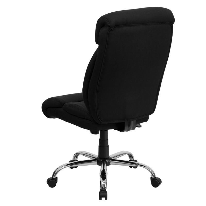 Big & Tall 400 lb. Rated Black Fabric Executive Office Chair and Chrome Base. Picture 3