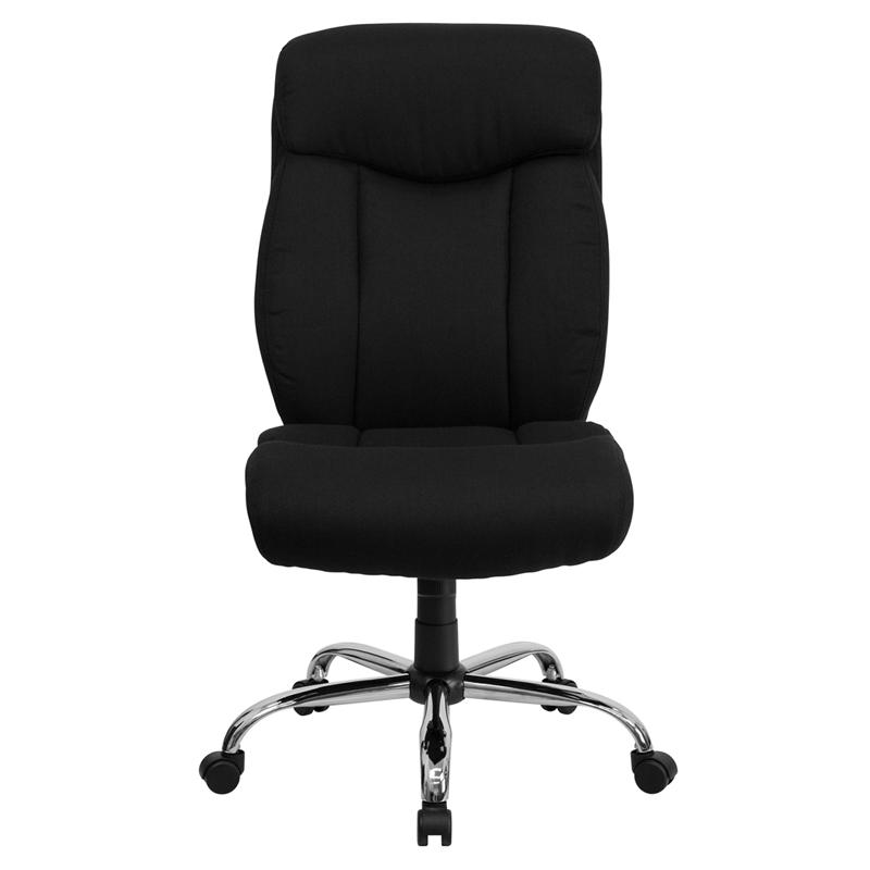 Big & Tall 400 lb. Rated Black Fabric Executive Office Chair and Chrome Base. Picture 4