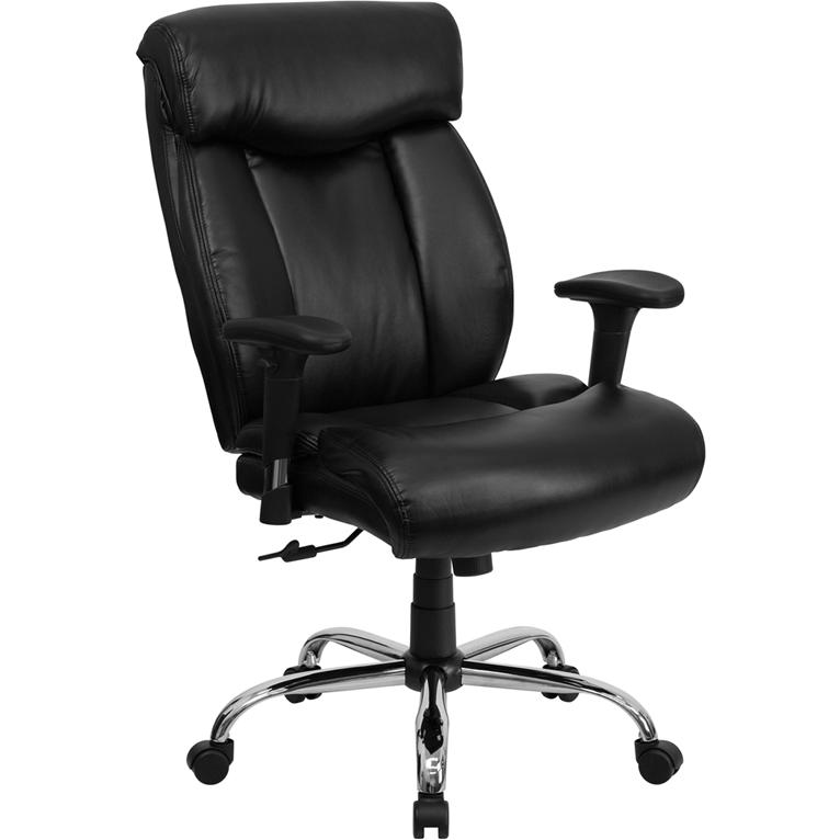 HERCULES Series Big & Tall 400 lb. Rated Black LeatherSoft Executive Ergonomic Office Chair with Full Headrest & Arms. Picture 1