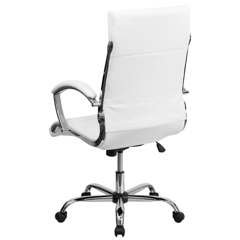 High Back Designer White Leather Executive Swivel Office Chair with ...