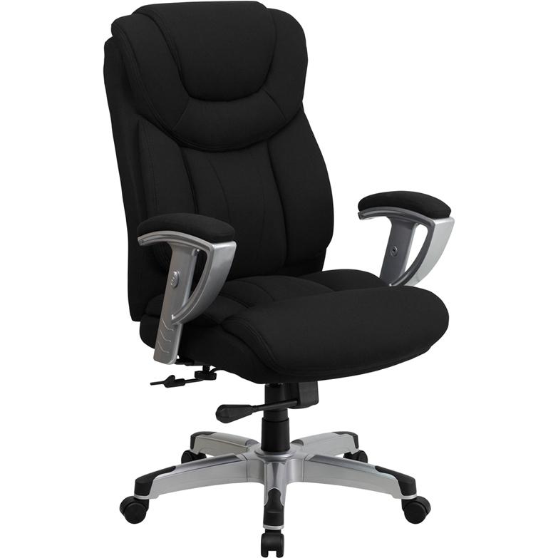 HERCULES Series Big & Tall 400 lb. Rated Black Fabric Executive Ergonomic Office Chair with Silver Adjustable Arms. The main picture.