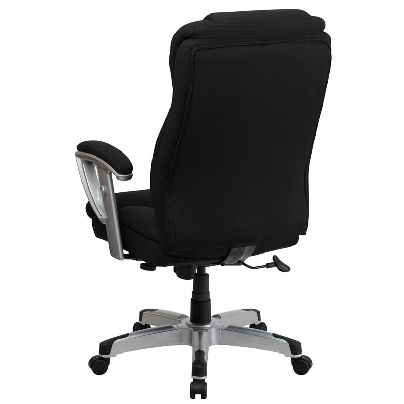 HERCULES Series Big & Tall 400 lb. Rated Black Fabric Executive Ergonomic Office Chair with Silver Adjustable Arms. Picture 3
