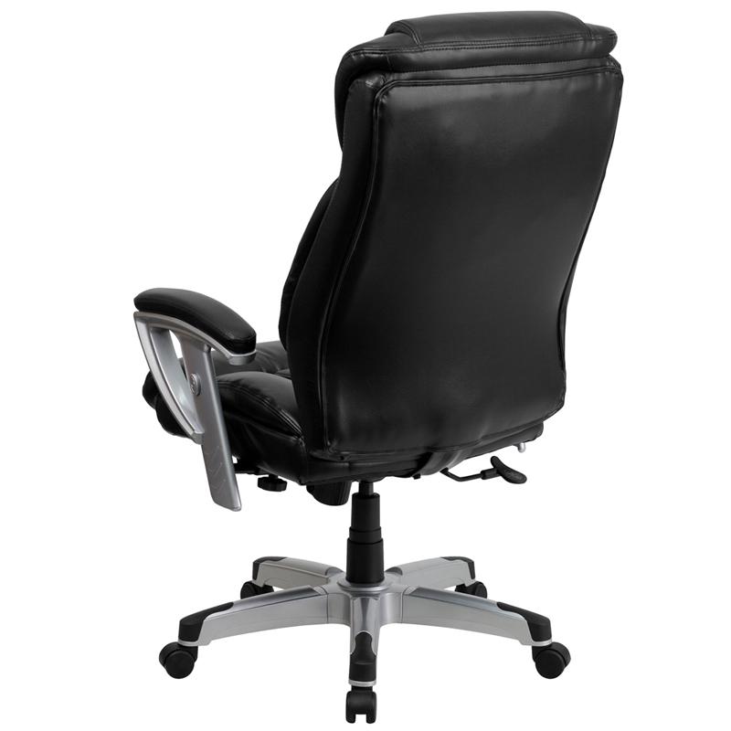 HERCULES Series Big & Tall 400 lb. Rated Black LeatherSoft Executive Ergonomic Office Chair with Silver Adjustable Arms. Picture 3