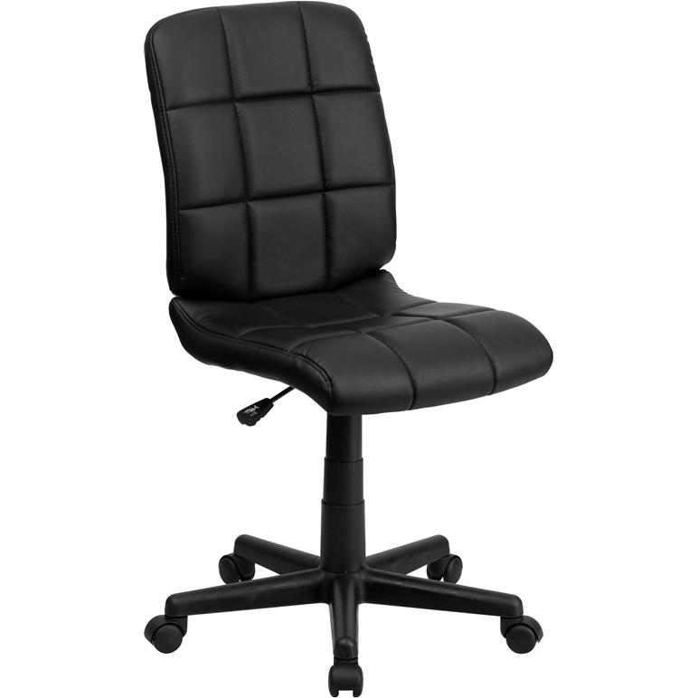 Mid-Back Black Quilted Vinyl Swivel Task Office Chair. The main picture.