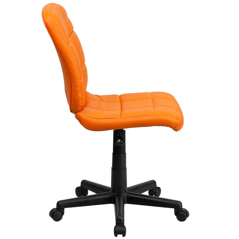 Mid-Back Orange Quilted Vinyl Swivel Task Office Chair. Picture 2