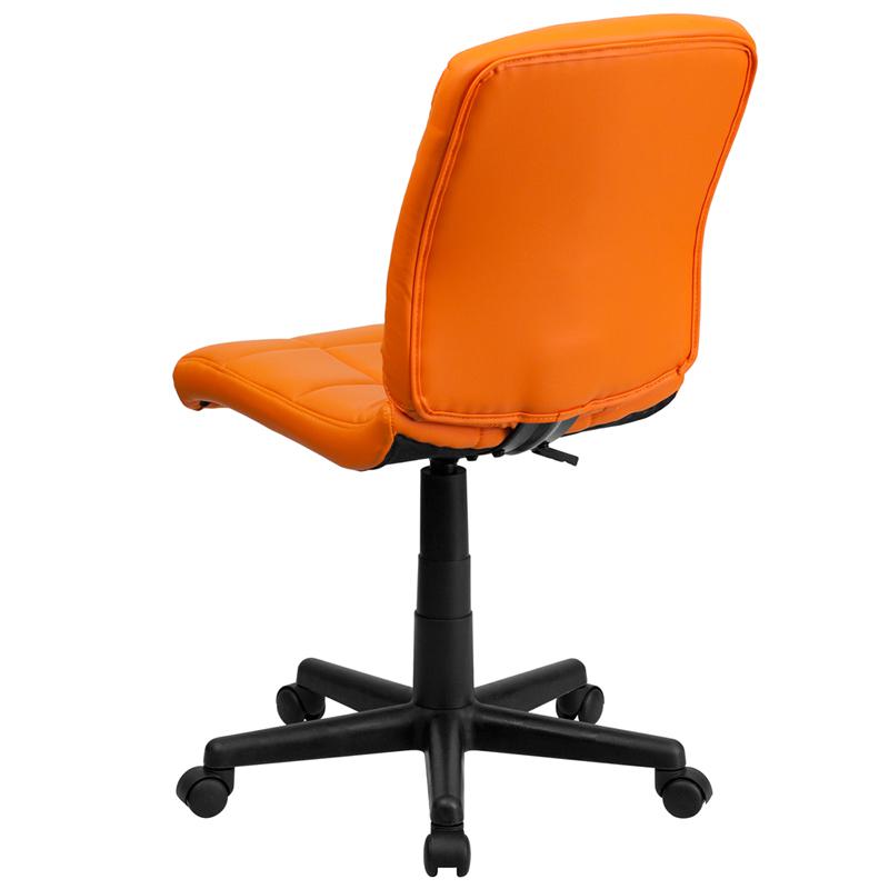 Mid-Back Orange Quilted Vinyl Swivel Task Office Chair. Picture 3