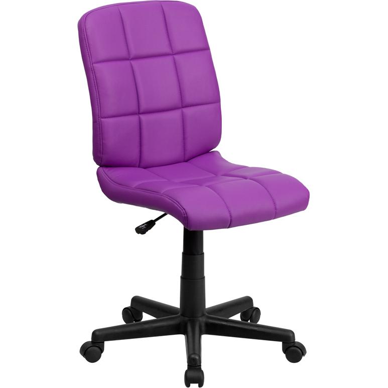 Mid-Back Purple Quilted Vinyl Swivel Task Office Chair. Picture 1