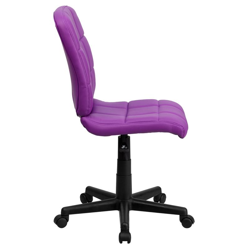Mid-Back Purple Quilted Vinyl Swivel Task Office Chair. Picture 2