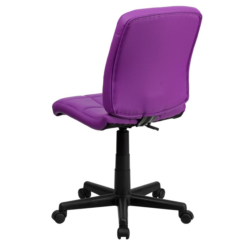 Mid-Back Purple Quilted Vinyl Swivel Task Office Chair. Picture 3