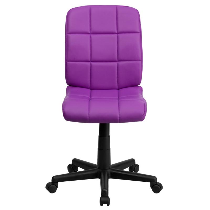 Mid-Back Purple Quilted Vinyl Swivel Task Office Chair. Picture 4