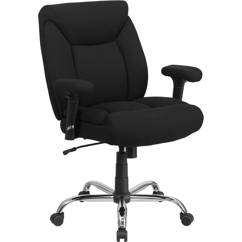 HERCULES Series Big & Tall 400 lb. Rated Black Fabric Deep Tufted Swivel Ergonomic Task Office Chair with Adjustable Arms. Picture 1