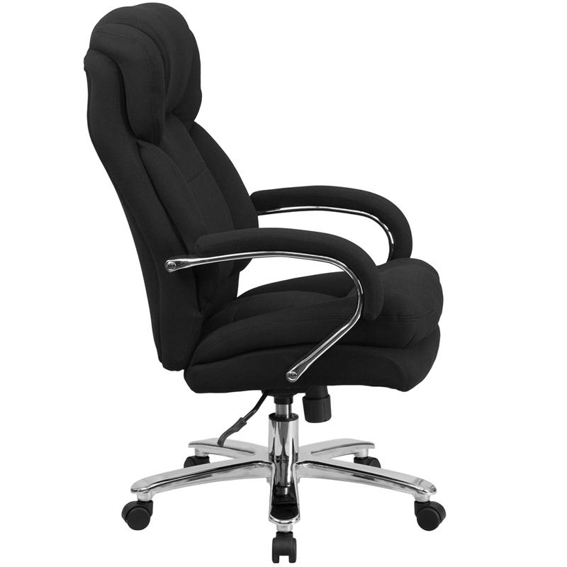 HERCULES Series 24/7 Intensive Use Big & Tall 500 lb. Rated Black Fabric Executive Ergonomic Office Chair with Loop Arms. Picture 2