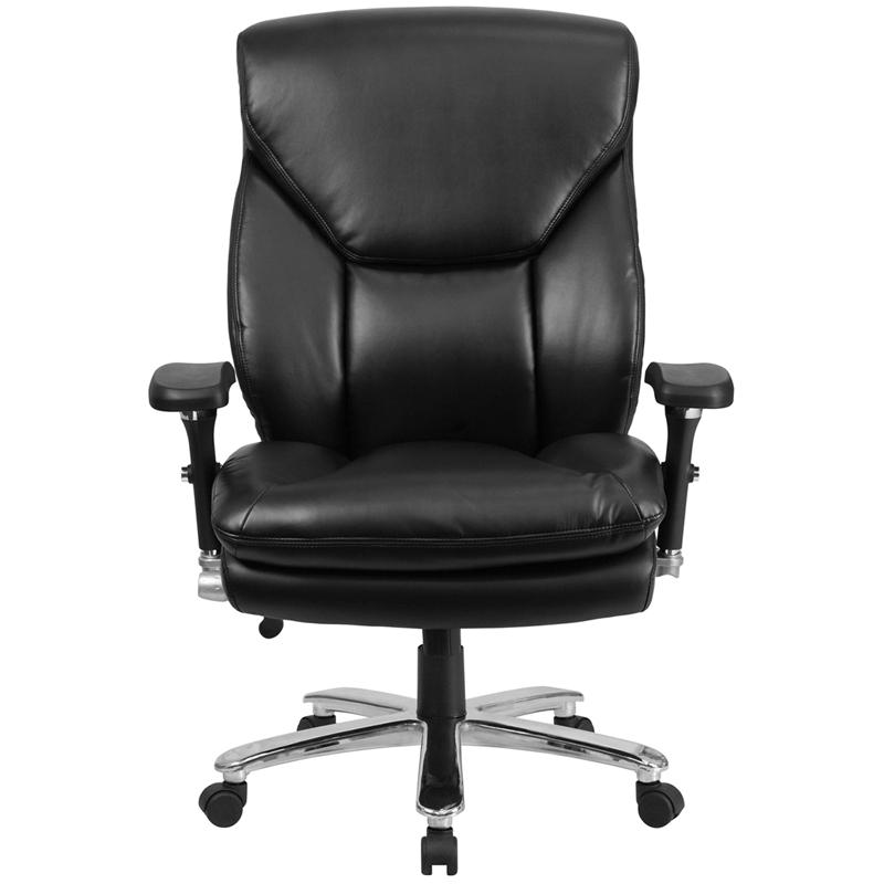 HERCULES Series 24/7 Intensive Use Big & Tall 400 lb. Rated Black LeatherSoft Ergonomic Office Chair with Lumbar Knob. Picture 4