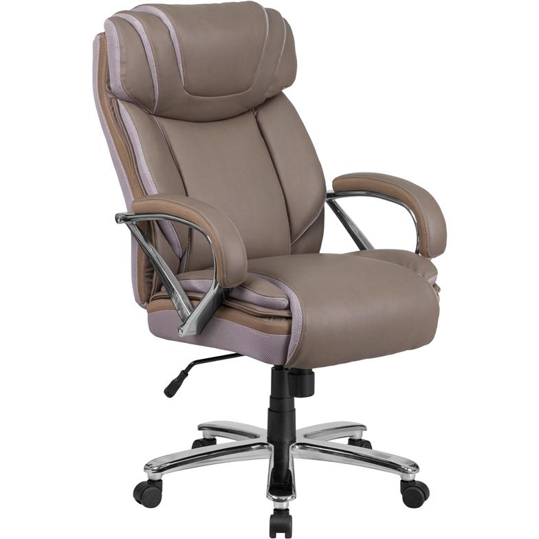 HERCULES Series Big & Tall 500 lb. Rated Taupe LeatherSoft Executive Swivel Ergonomic Office Chair with Extra Wide Seat. The main picture.