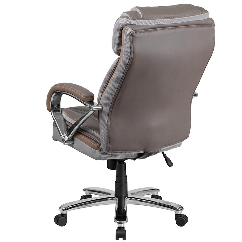 HERCULES Series Big & Tall 500 lb. Rated Taupe LeatherSoft Executive Swivel Ergonomic Office Chair with Extra Wide Seat. Picture 3