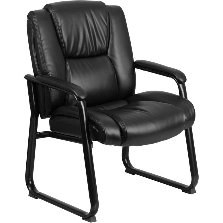 Reception Chairs | Black LeatherSoft Side Chairs for Reception and Office. Picture 1