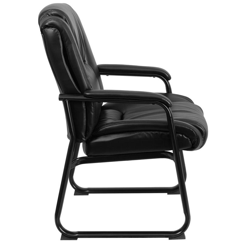 Reception Chairs | Black LeatherSoft Side Chairs for Reception and Office. Picture 2