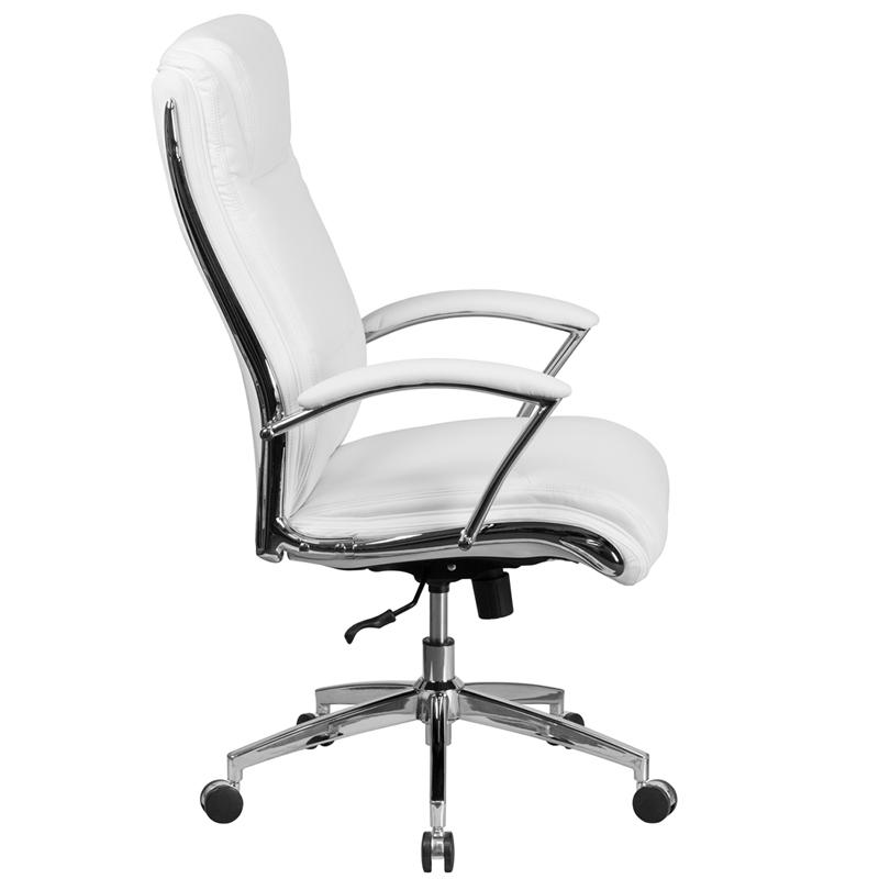 High Back White Smooth Upholstered Executive Swivel Office Chair. Picture 2