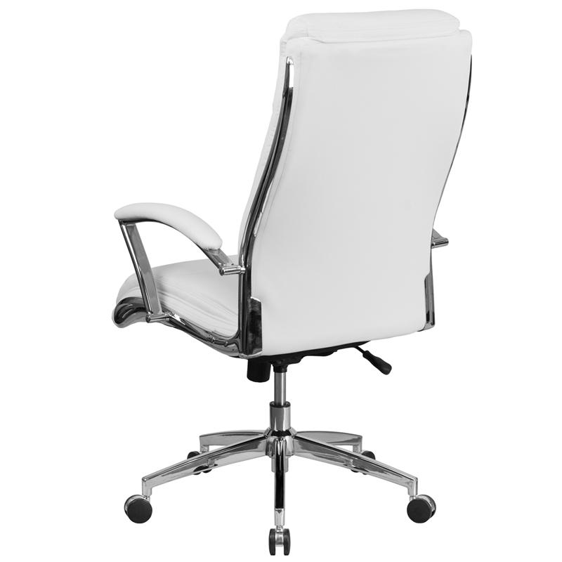 High Back White Smooth Upholstered Executive Swivel Office Chair. Picture 3
