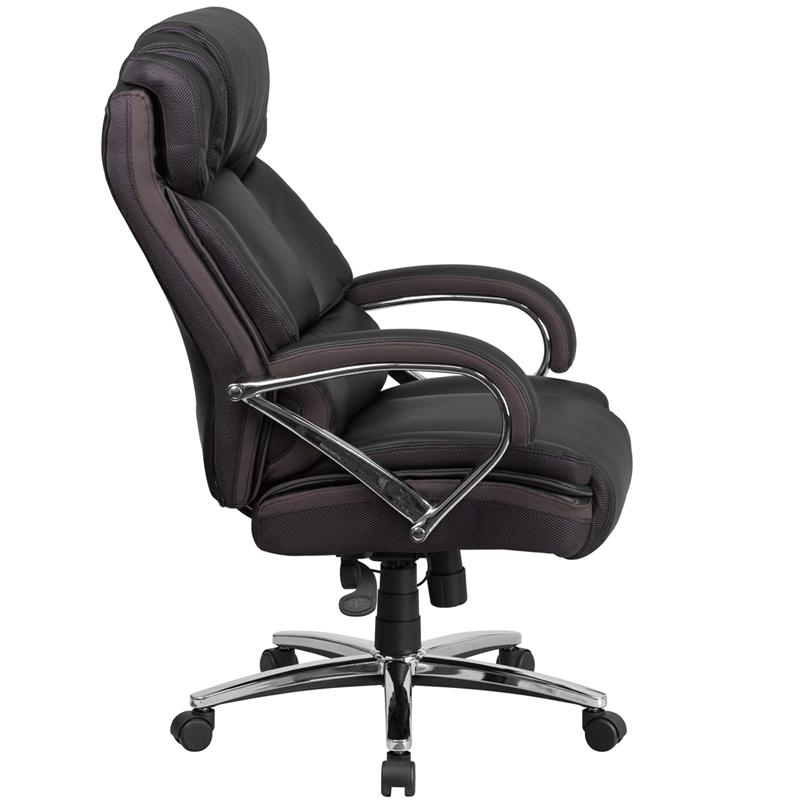 500 lb. Rated Black Executive Swivel Office Chair with Chrome Base and Arms. Picture 2