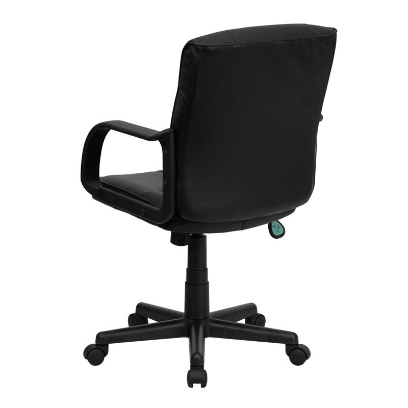 Mid-Back Black LeatherSoft Swivel Task Office Chair with Arms. Picture 3