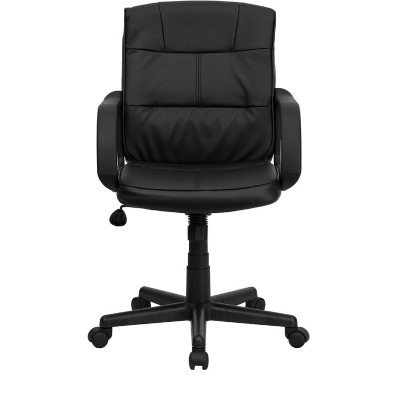 Mid-Back Black LeatherSoft Swivel Task Office Chair with Arms. Picture 4