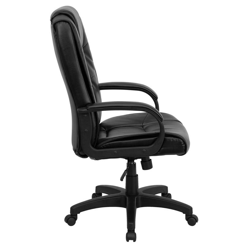 High Back Black LeatherSoft- Executive Swivel Office Chair with Arms. Picture 2