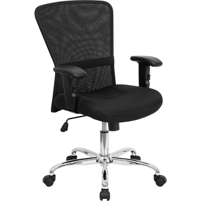 Mid-Back Black Mesh Swivel Task Office Chair. Picture 1