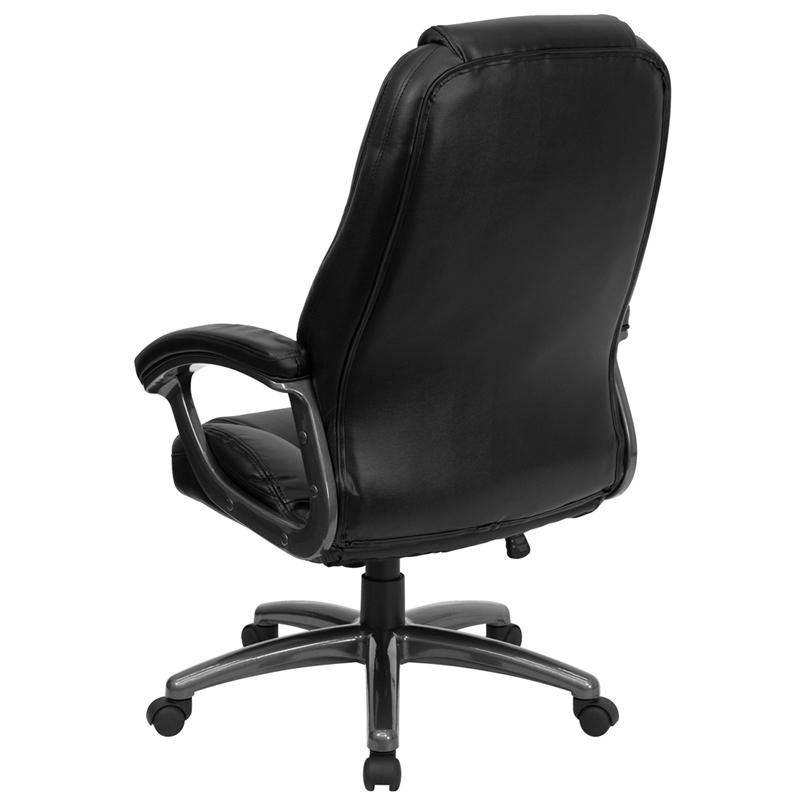 High Back Black LeatherSoft Executive Swivel Ergonomic Office Chair with Deep Curved Lumbar and Arms. Picture 3